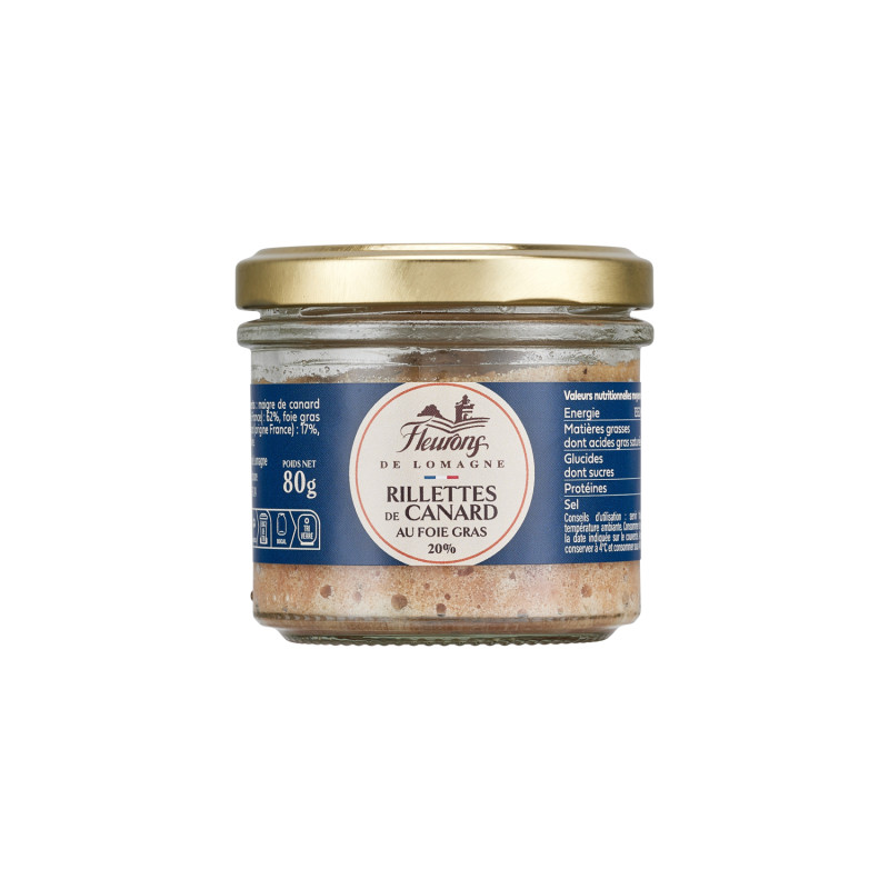 Rillettes de canard au bloc de foie gras (20%) 80g (bocal)